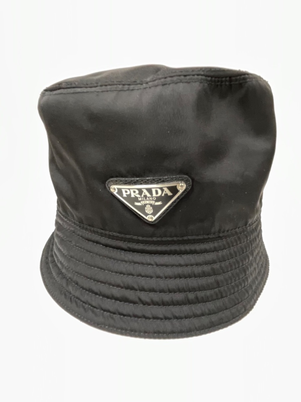 PRADA NYLON BLACK BUCKET HAT SIZE LARGE AUTHENTIC